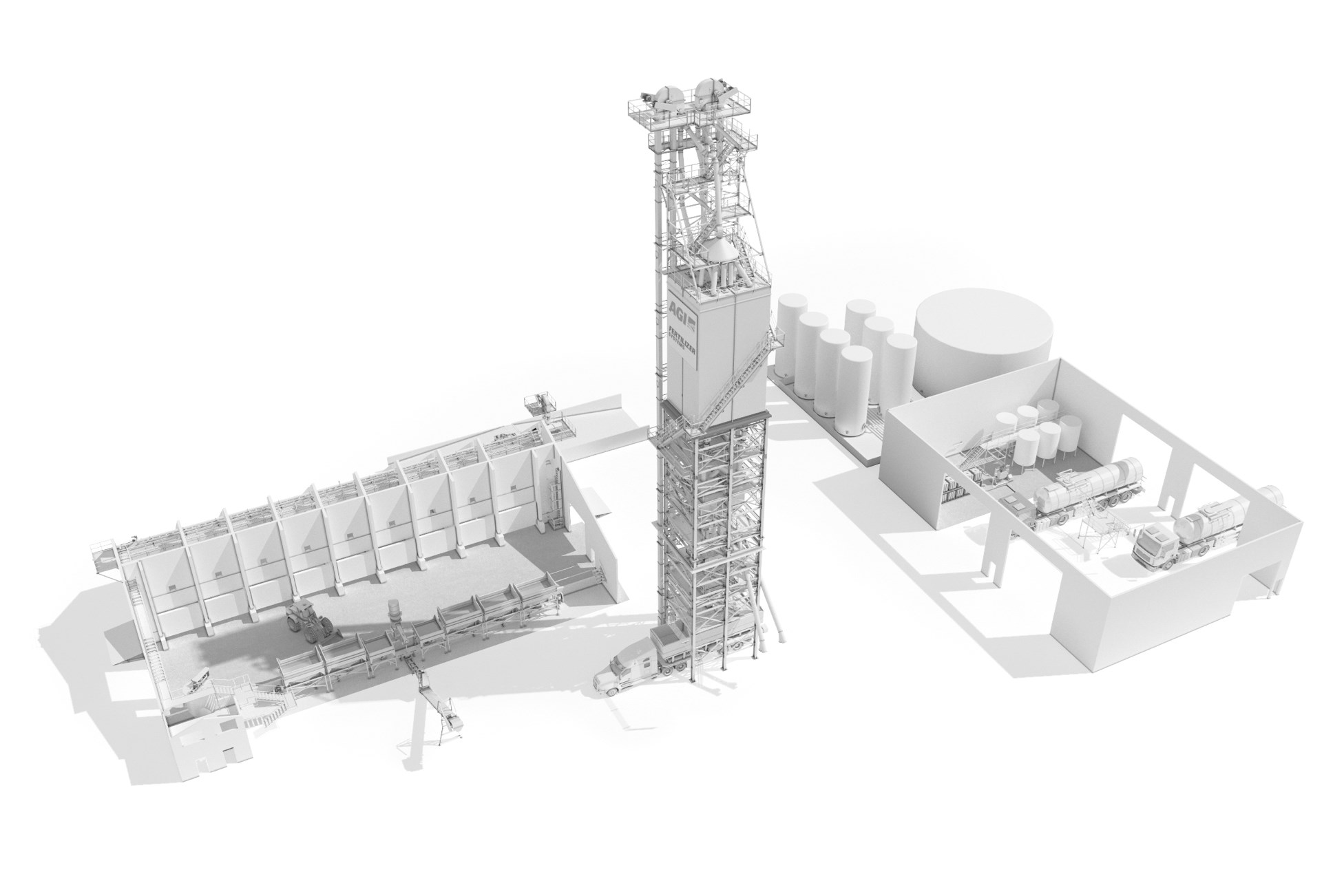 Equipment and solutions for bulk fertilizer and industrial material handling, from engineering and design to manufacturing and installation. Image